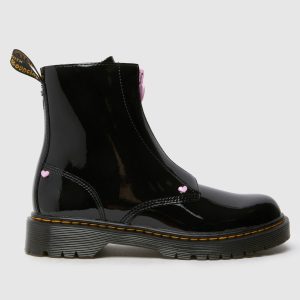 Dr Martens black & pink bex heart zip Girls Youth boots