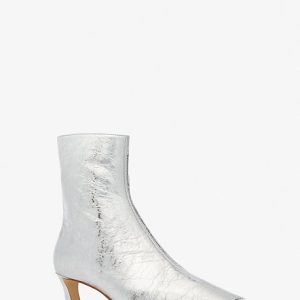 MK Cosmo Crackled Metallic Leather Boot - Silver - Michael Kors