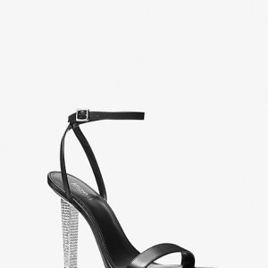 MK Halle Leather Sandal - Black - Michael Kors
