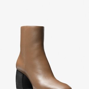 MK Maude Leather Boot - Brown - Michael Kors
