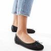 Public Desire Lula bow ballet flats with strap in black mesh