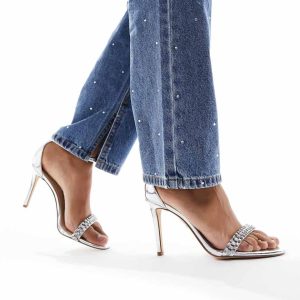 Steve Madden Brazen-R embellished strappy sandal in silver