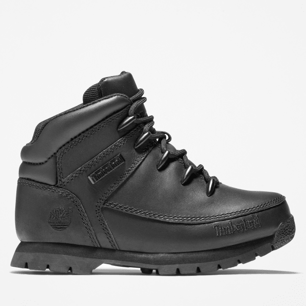 Timberland - Euro Sprint Mid Lace-Up Boot for Junior in Black, Black, Size: 3.5
