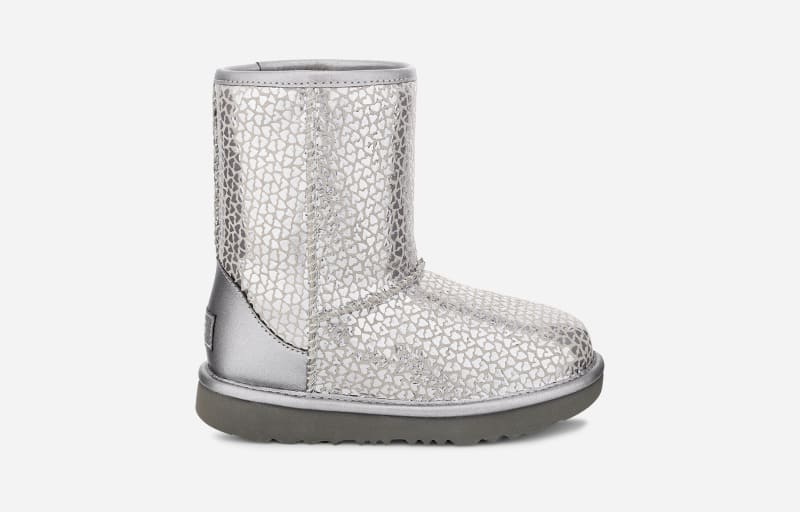 UGG® Classic II Gel Hearts Boot in Grey, Size 5, Leather