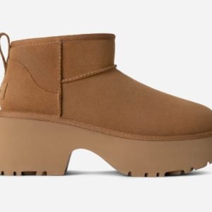 UGG® Classic Ultra Mini New Heights Boot in Brown, Size 8, Suede