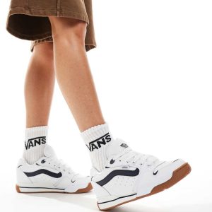 Vans rowley XLT chunky trainers in white and navy with gum sole detail