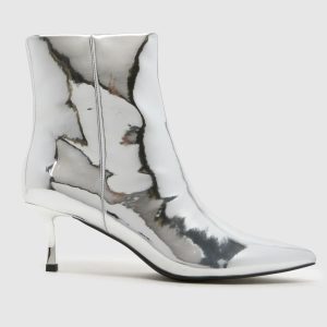schuh brynn kitten heel boots in silver