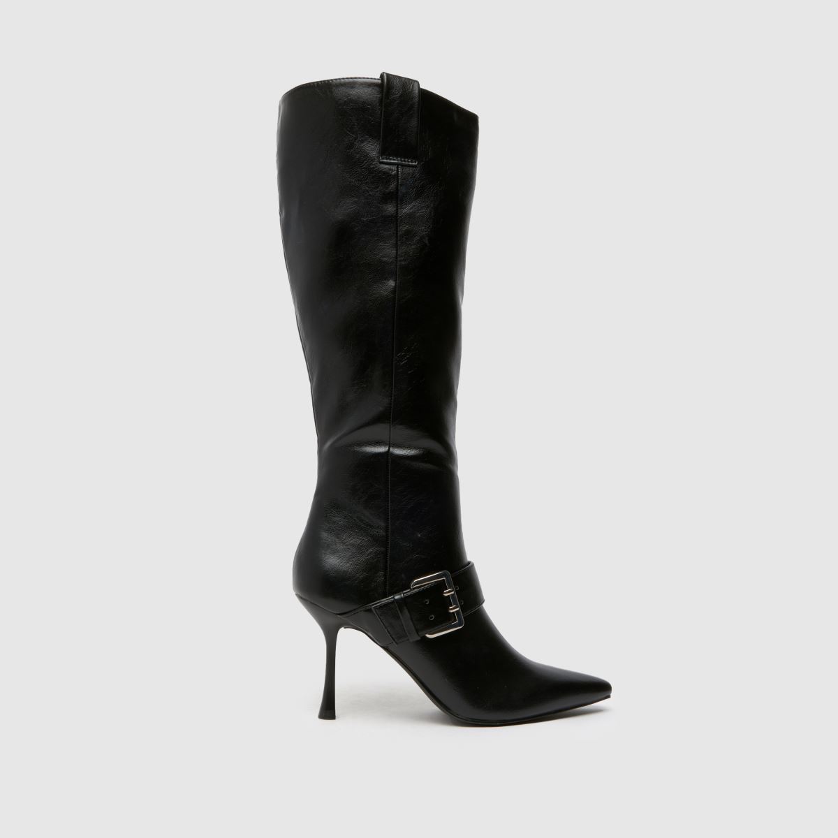 schuh darbie buckle point knee boots in black schuh darbie buckle point knee boots in black