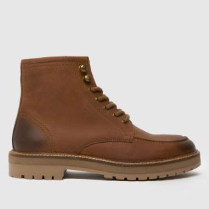 schuh django leather lace-up boots in brown