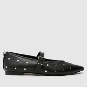 schuh lada studded ballerina flat shoes in black