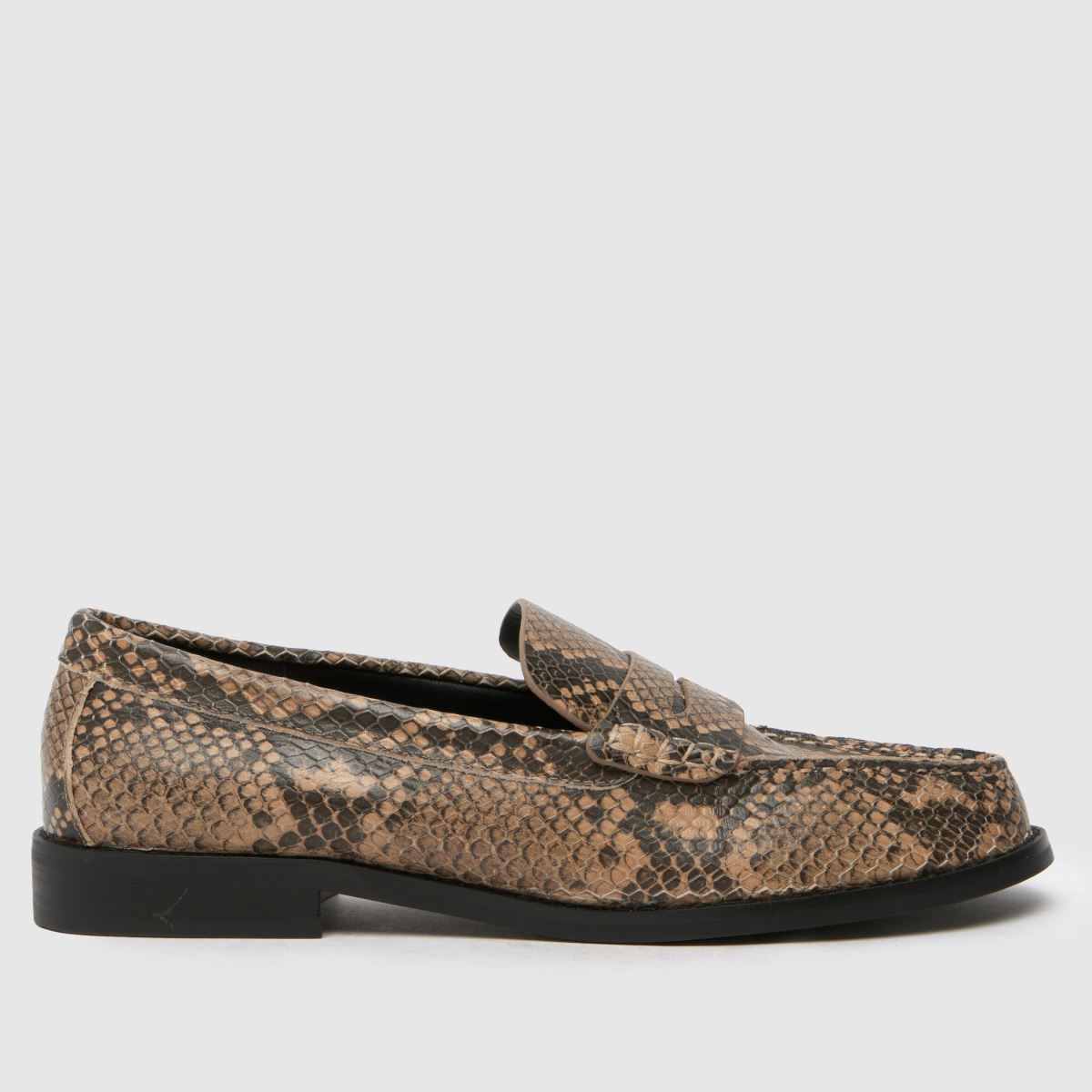 schuh lillian leather penny loafer flat shoes in black & brown