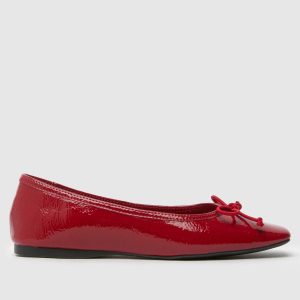 schuh lotta square toe ballerina flat shoes in red