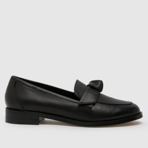 schuh lula leather bow loafer flat shoes in black
