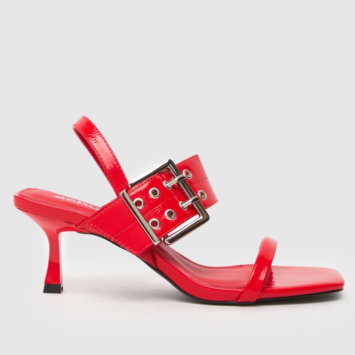 schuh safia buckle hardwear low heels in red schuh safia buckle hardwear low heels in red