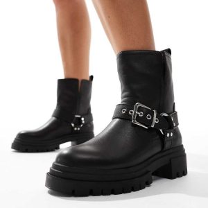 ALDO Harlly Flat Biker Ankle boot in Black