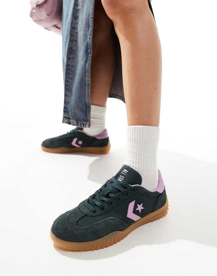 Converse Run Star Ox trainers in dark green and pink