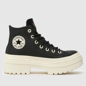 Converse all star lugged heel trainers in black & white