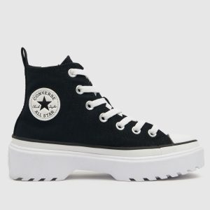 Converse black & white all star lugged lift hi Girls Junior trainers