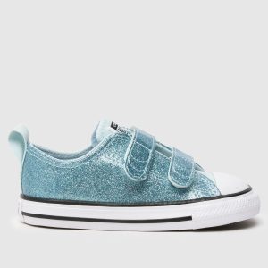 Converse white & pl blue all star 2v lo glitter Girls Toddler trainers