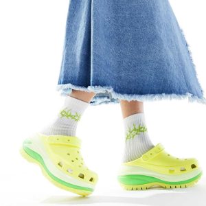 Crocs Mega Crush clogs in neon yellow