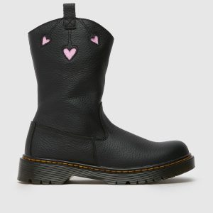 Dr Martens black bex heart pull-on Girls Youth boots