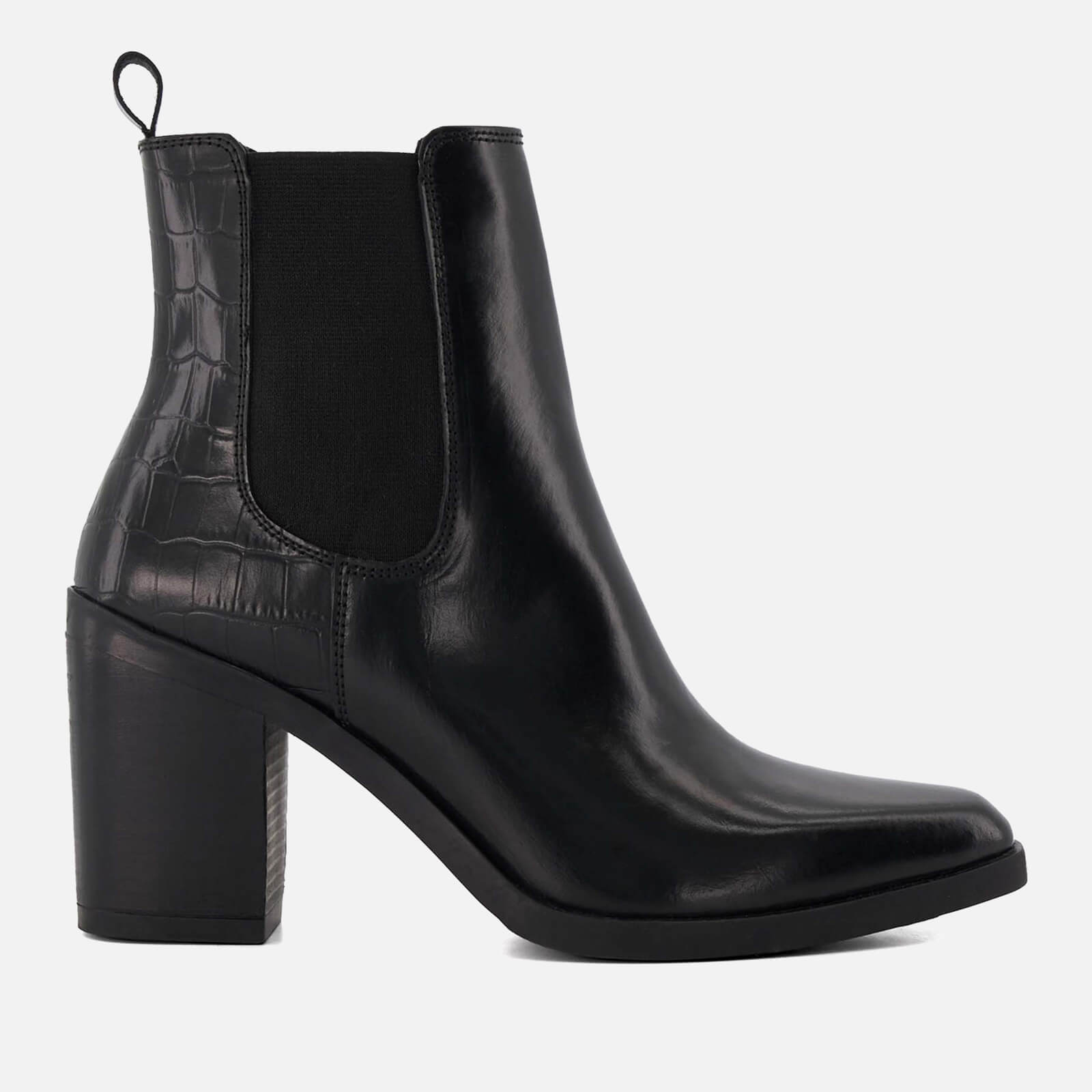 Dune London Womens Promising Block-Heel Leather Western Boots