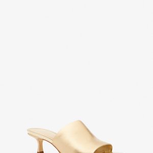 MK Lara Metallic Leather Sandal - Gold - Michael Kors
