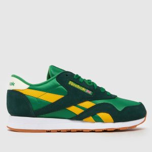 Reebok classic nylon trainers in green multi
