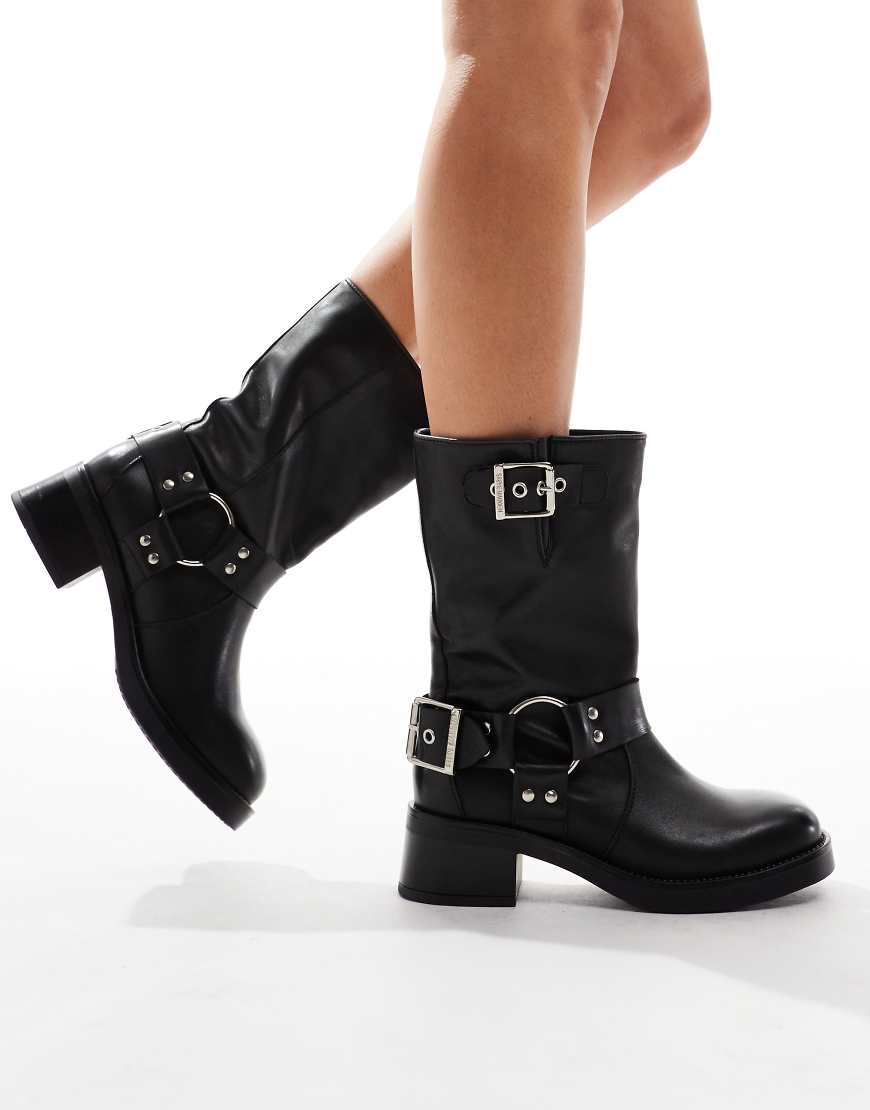 Steve Madden Blessing Biker Boot inn Black Leather
