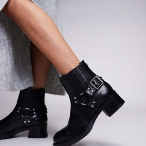 Steve Madden Breaker Biker Ankle boot in Black Leather
