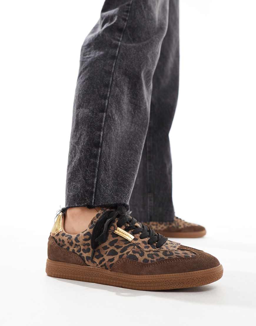 Steve Madden Emporia trainers in brown leopard print-Multi