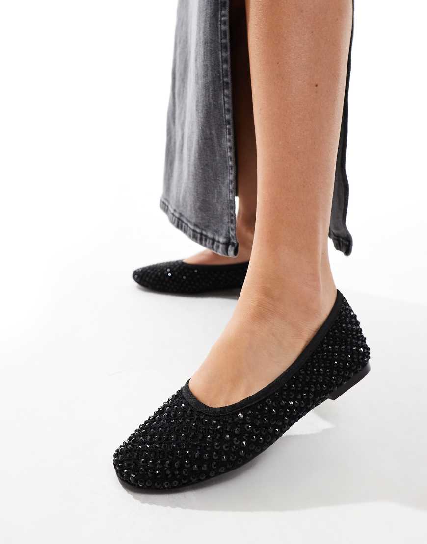 Steve Madden Marli embellished ballet flats in black mesh