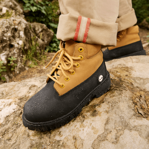 Timberland - Timberland Premium 6-Inch Lace-Up Waterproof Boot for Youth in Black/Yellow, Yellow, Size: 1