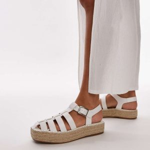 Topshop Chilli fisherman style espadrille in white