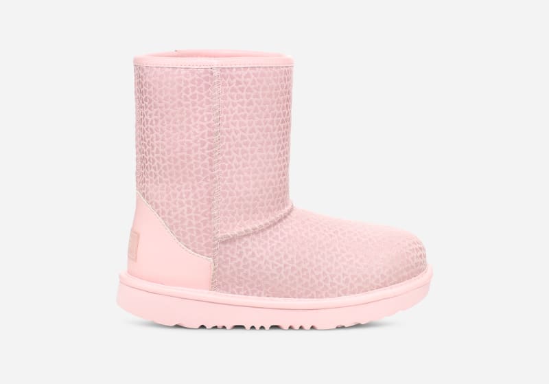 UGG® Classic II Gel Hearts Boot in Pink, Size 3, Leather