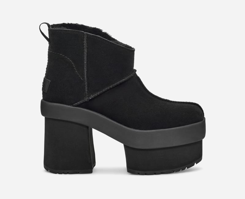 UGG® New Heights Platform Mini Boot in Black, Size 4, Suede