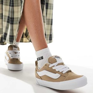 Vans knu skool chunky trainers in tan-Brown