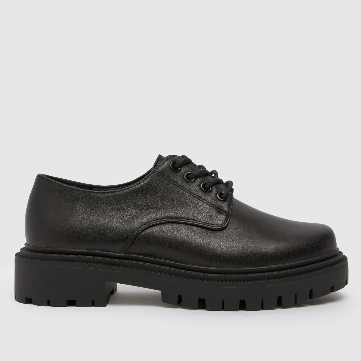 schuh Wide Fit leonora leather lace up flat shoes in black