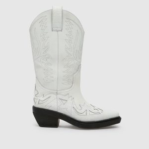 schuh dora leather western knee boot boots in white