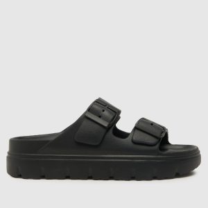 schuh tilda double strap footbed sandals in black