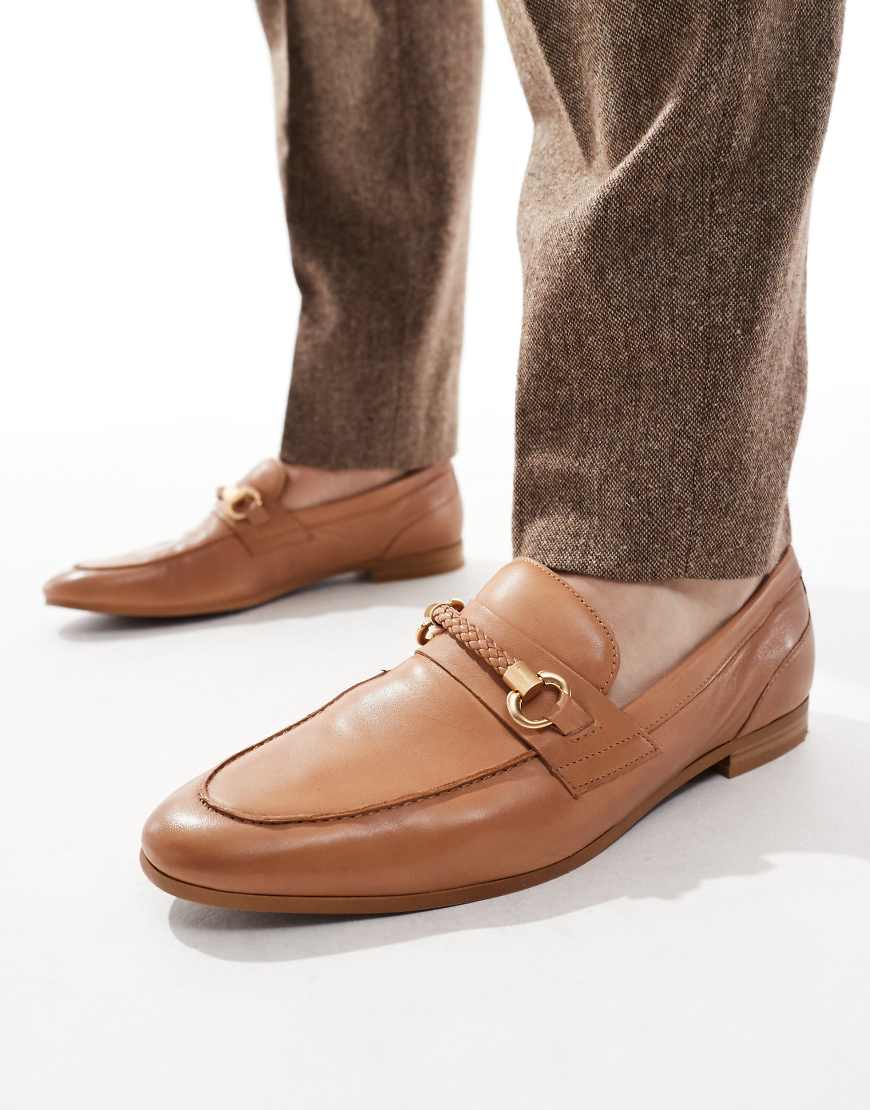 ALDO Gento leather loafers with snaffle trim in tan-Brown