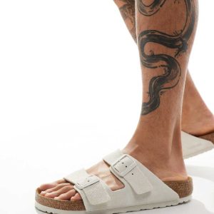 Birkenstock Arizona sandals in antique white suede