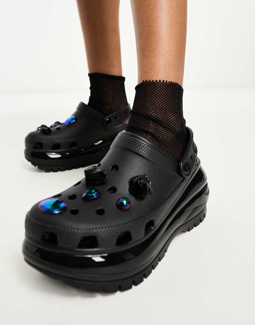 Crocs ASOS Exclusive Mega Crush shellsnpearls clog in black Crocs ASOS Exclusive Mega Crush shellsnpearls clog in black