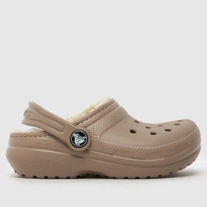 Crocs beige & brown classic lined clog Toddler sandals