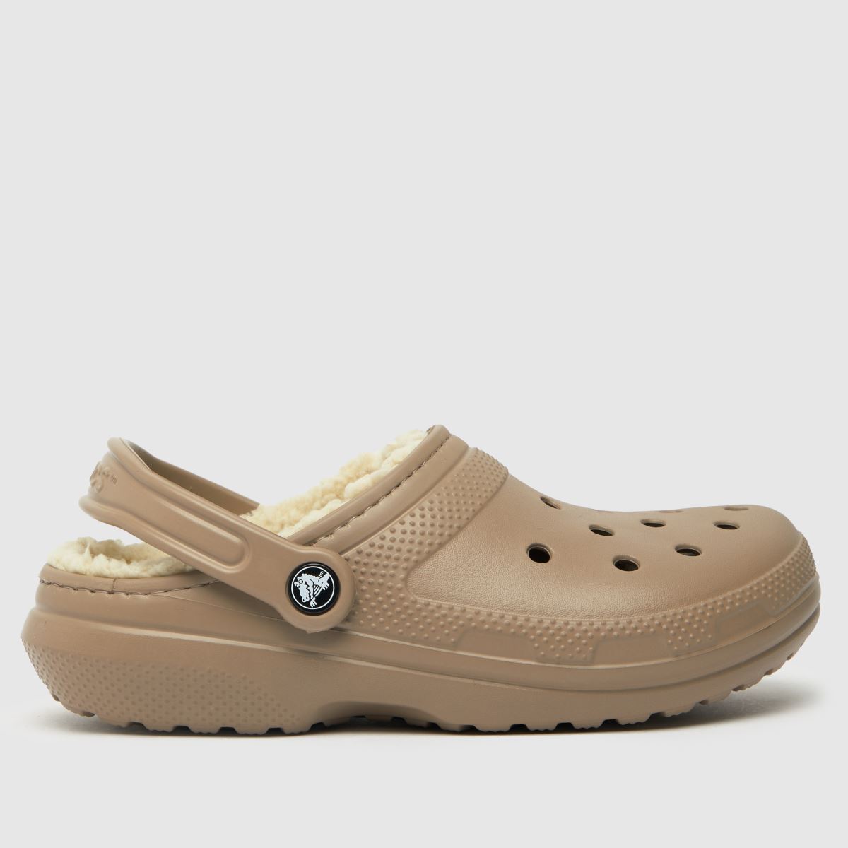 Crocs classic lined clog sandals in beige & brown