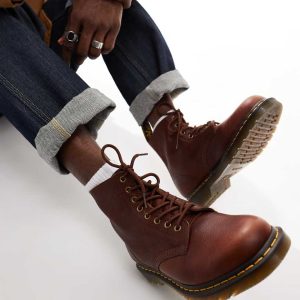 Dr Martens 1460 Pascal 8 eye boots in tan leather-Brown