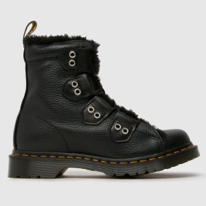 Dr Martens 1460 lace to toe fur boots in black