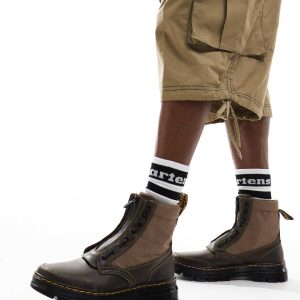 Dr Martens Combs jungle zip 8 eye boots in khaki-Green