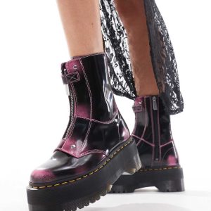 Dr Martens Jetta quad max boots in black rub off
