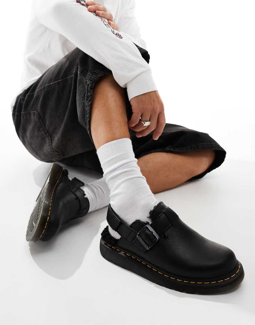 Dr Martens Jorge II fur lined mules in black leather